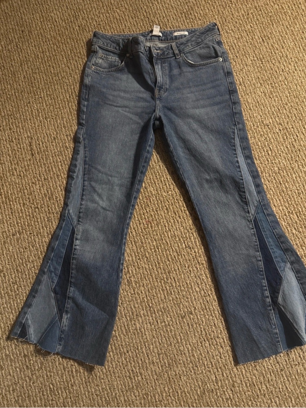 Forever 21 Two-Tone Blue Panel Flare Jeans